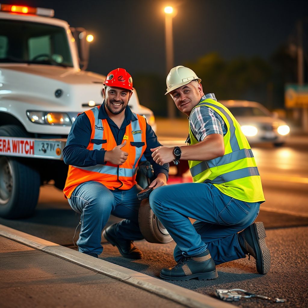A professional tow truck operator securing a vehicle onto a flatbed tow truck safely in Dallas.